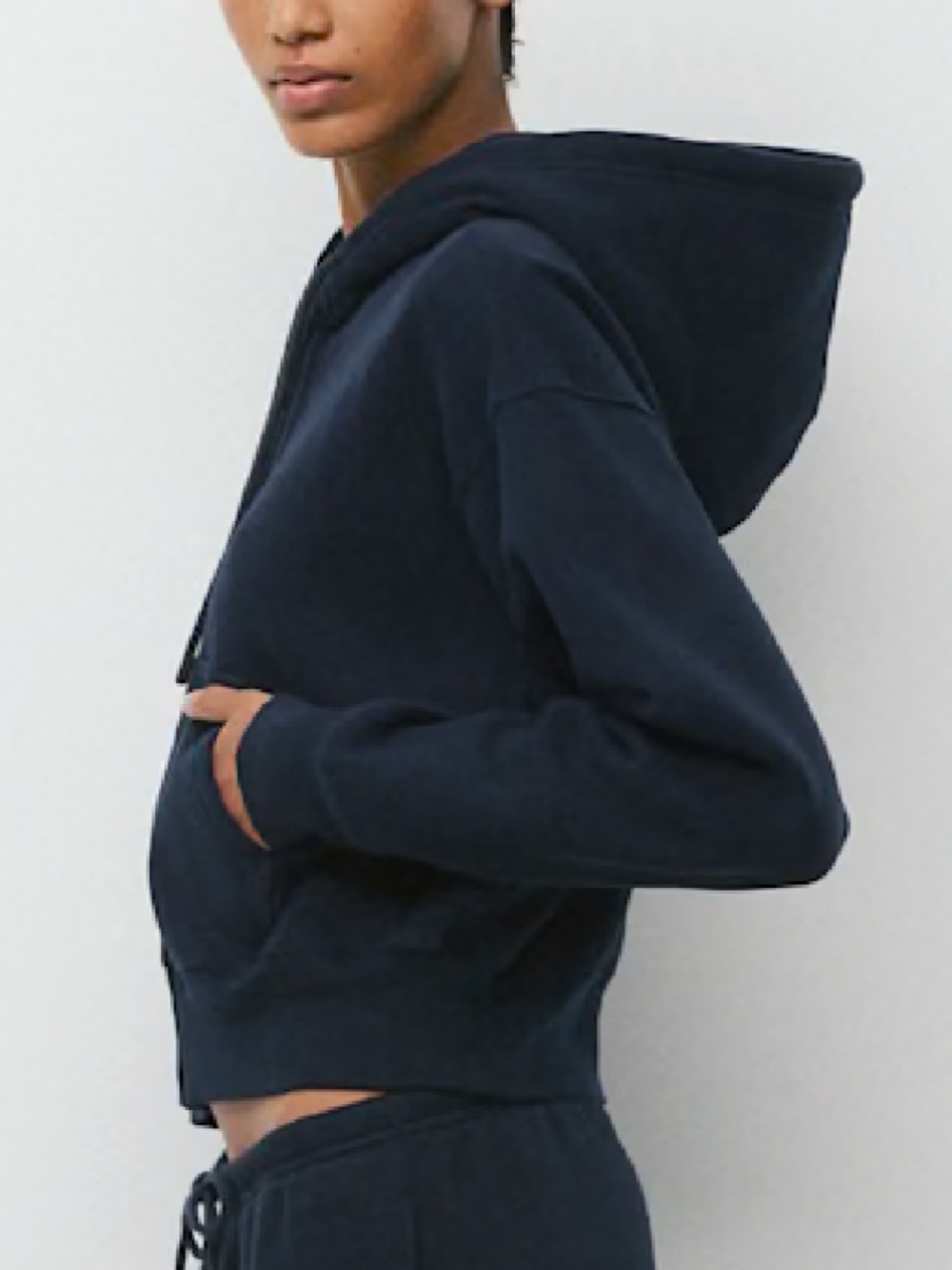 Aritzia Cozy Sweatfleece Boyfriend Boxy Zip Hoodie Black SZ Small Fall Essential